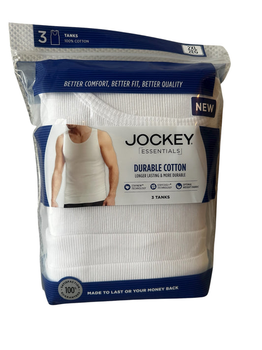 Jockey® Essentials Men’s 100% Cotton Tank Tops – 3 Pack, White