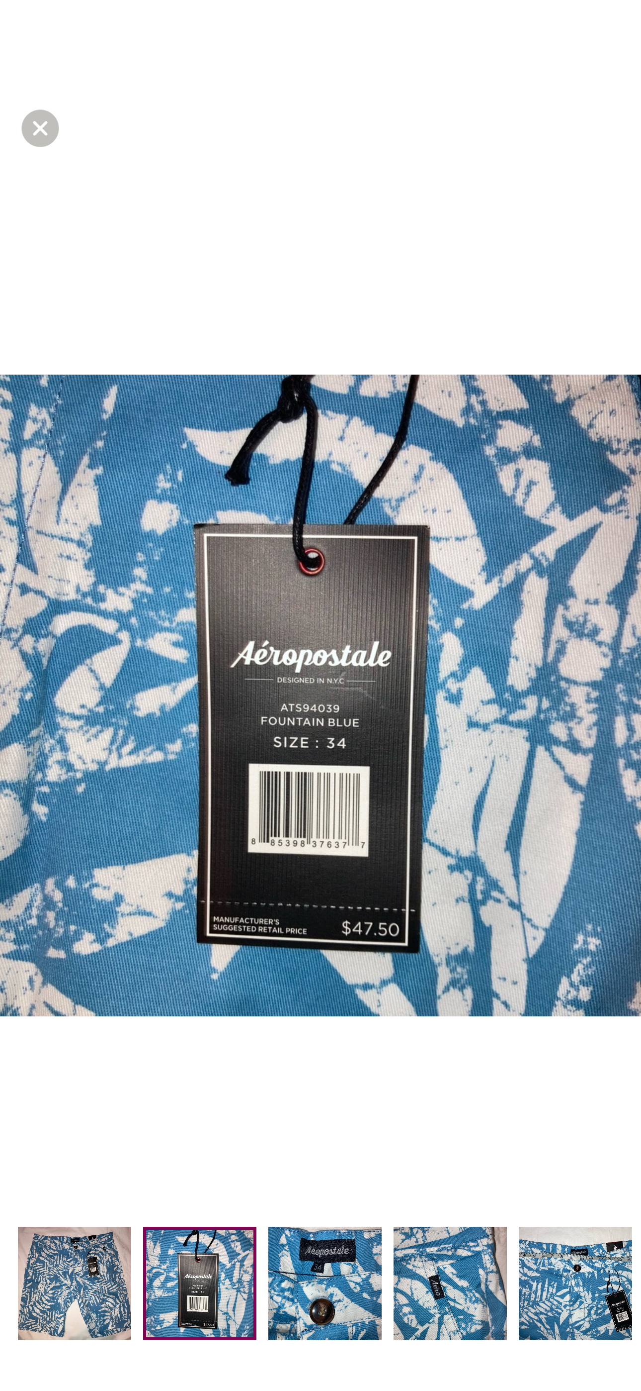 Aeropostale Men’s Printed Flat-Front Shorts – Fountain Blue