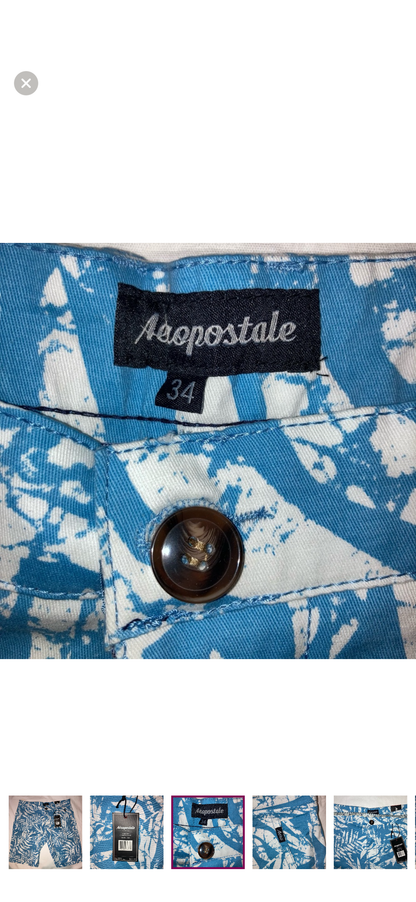 Aeropostale Men’s Printed Flat-Front Shorts – Fountain Blue