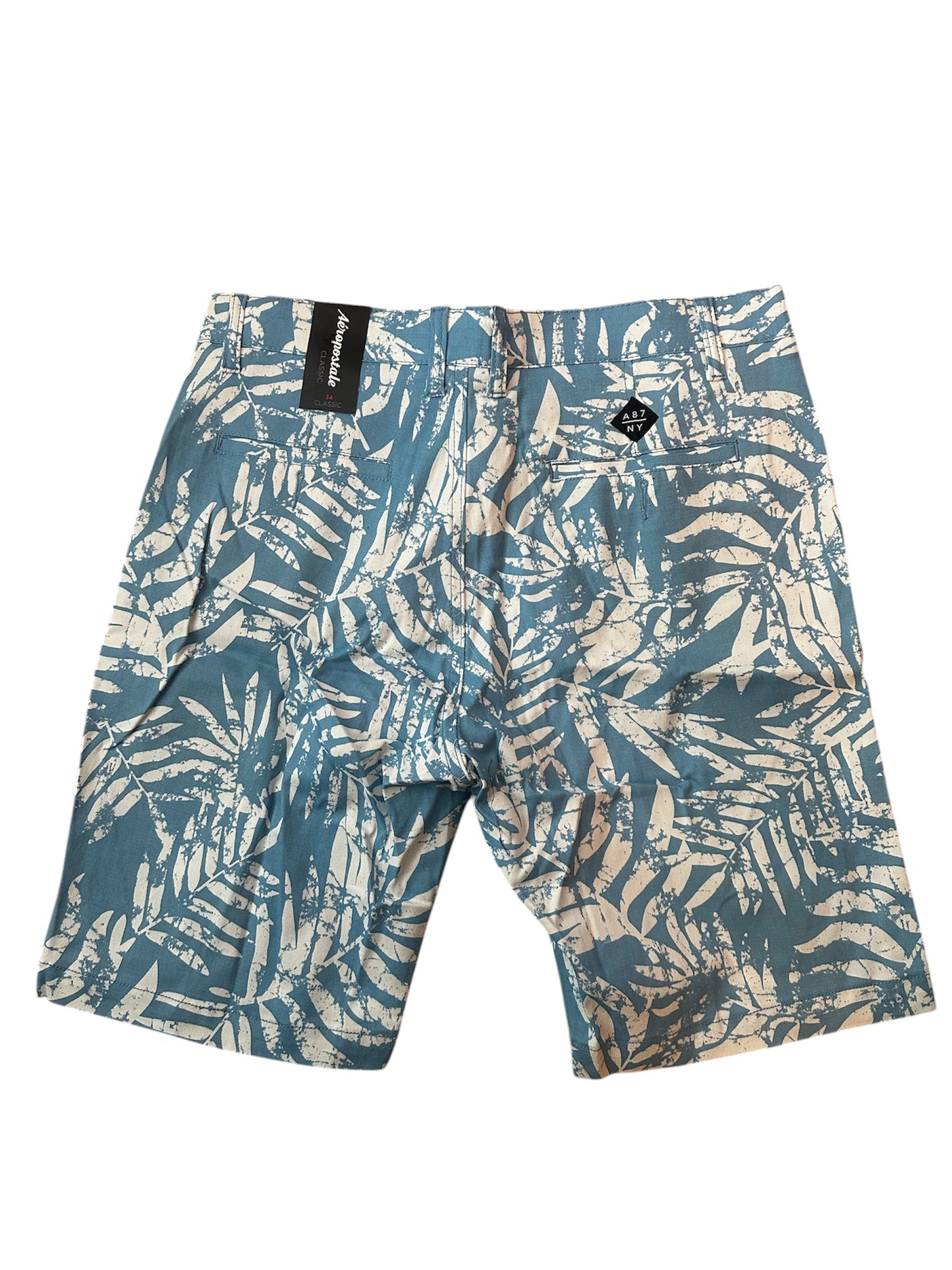 Aeropostale Men’s Printed Flat-Front Shorts – Fountain Blue