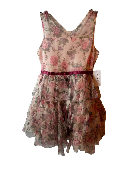 Kensie Girl Floral Mesh Sleeveless Ruffle Dress