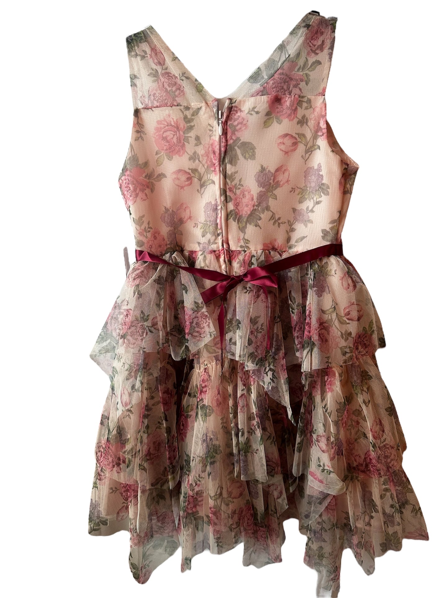 Kensie Girl Floral Mesh Sleeveless Ruffle Dress