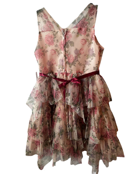 Kensie Girl Floral Mesh Sleeveless Ruffle Dress