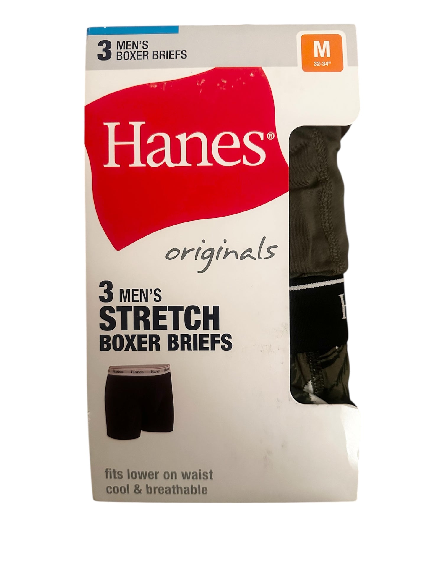 Hanes Originals Men’s Stretch Cotton Boxer Briefs – 3 Pack
