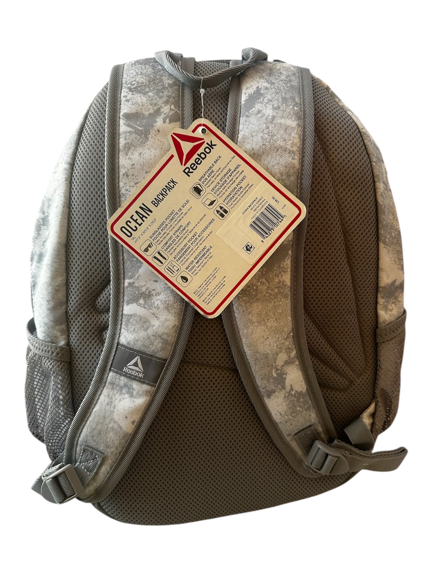 Reebok Ocean Backpack Sports Bag White Marble