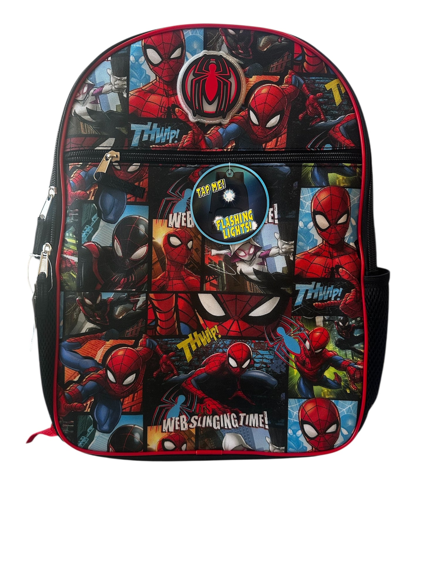 Spider-Man Boys 16" Laptop Backpack with Light Up Badge, Red