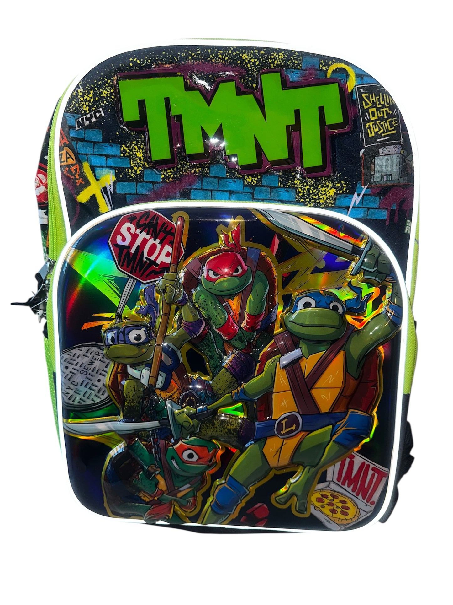 Teenage Mutant Ninja Turtles Boys’ 17″ 3D Glow‑In‑The‑Dark Backpack – Green