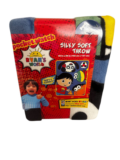 Ryan’s World Kids Silky Soft Plush Throw Blanket – Blue (40” × 50”)