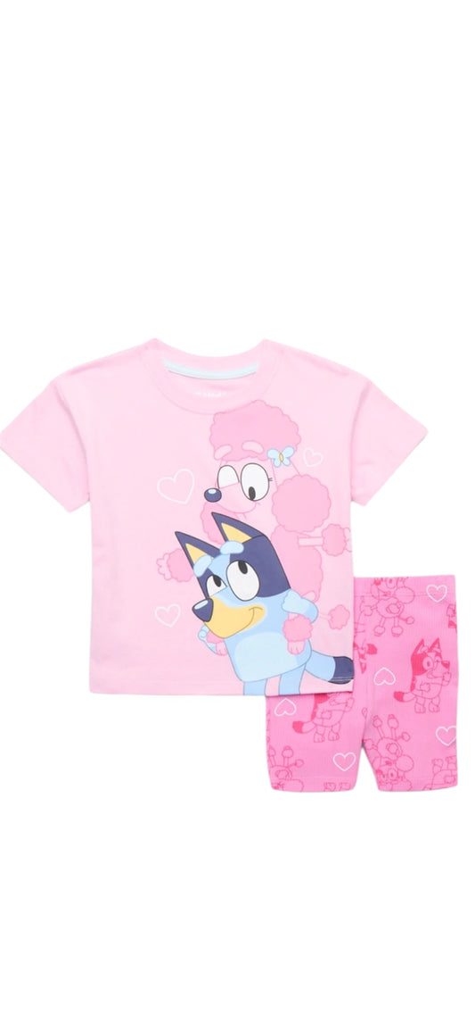 Bluey Toddler Girl Graphic Tee & All‑Over Print Bike Shorts Set