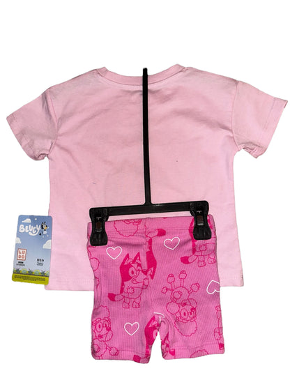 Bluey Toddler Girl Graphic Tee & All‑Over Print Bike Shorts Set