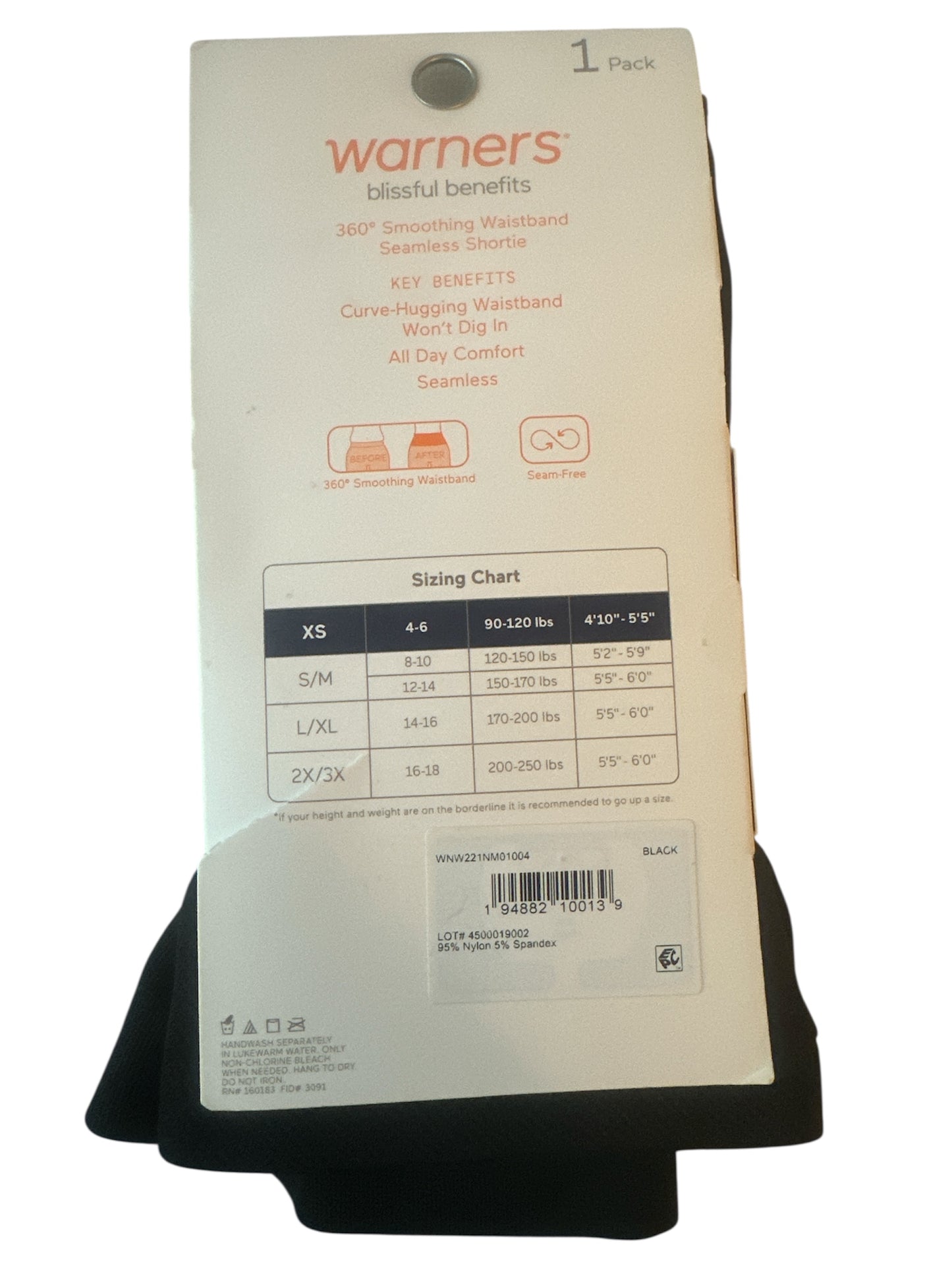 Warner’s Blissful Benefits Seamless Smoothing Shortie Biker Shorts – 1‑Pack