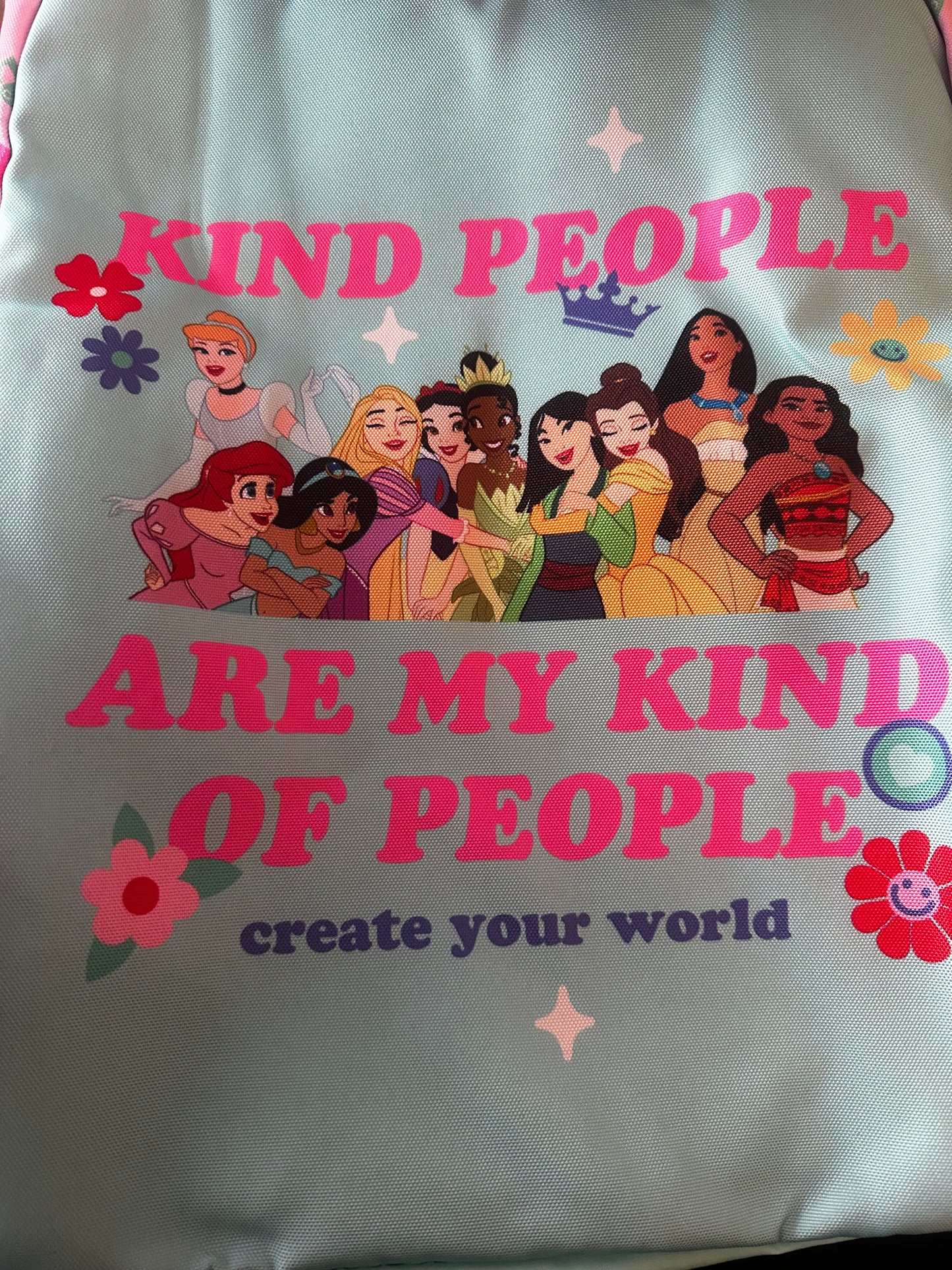 Disney Princess Girls Customizable Charm 17″ 6‑Piece Backpack Set – Light Pink