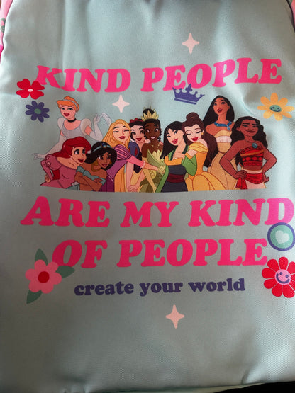 Disney Princess Girls Customizable Charm 17″ 6‑Piece Backpack Set – Light Pink