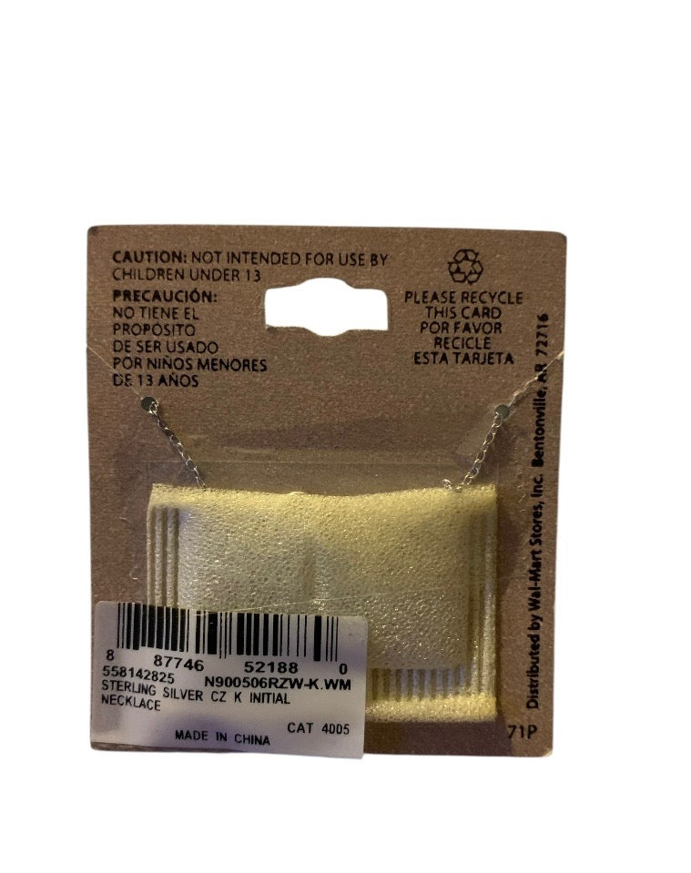 Brilliance Fine Women’s CZ Sterling Silver Block Initial Necklace – 18″ Chain