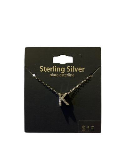 Brilliance Fine Women’s CZ Sterling Silver Block Initial Necklace – 18″ Chain