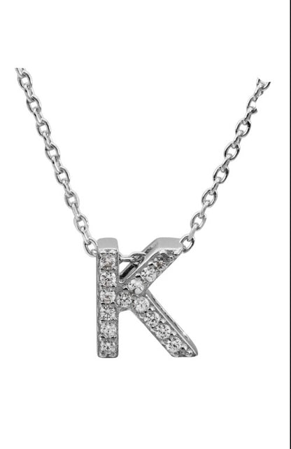 Brilliance Fine Women’s CZ Sterling Silver Block Initial Necklace – 18″ Chain