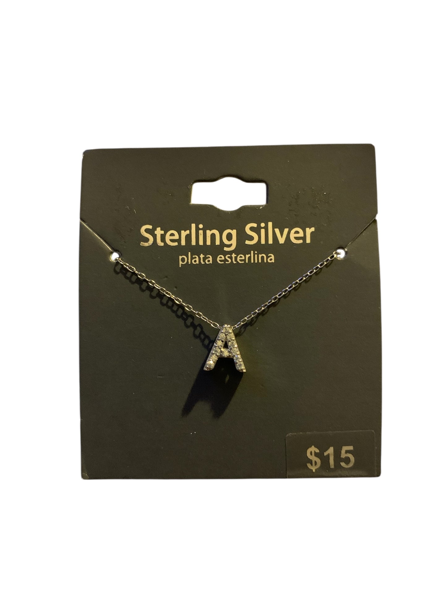 Brilliance Fine Women’s CZ Sterling Silver Block Initial Necklace – 18″ Chain